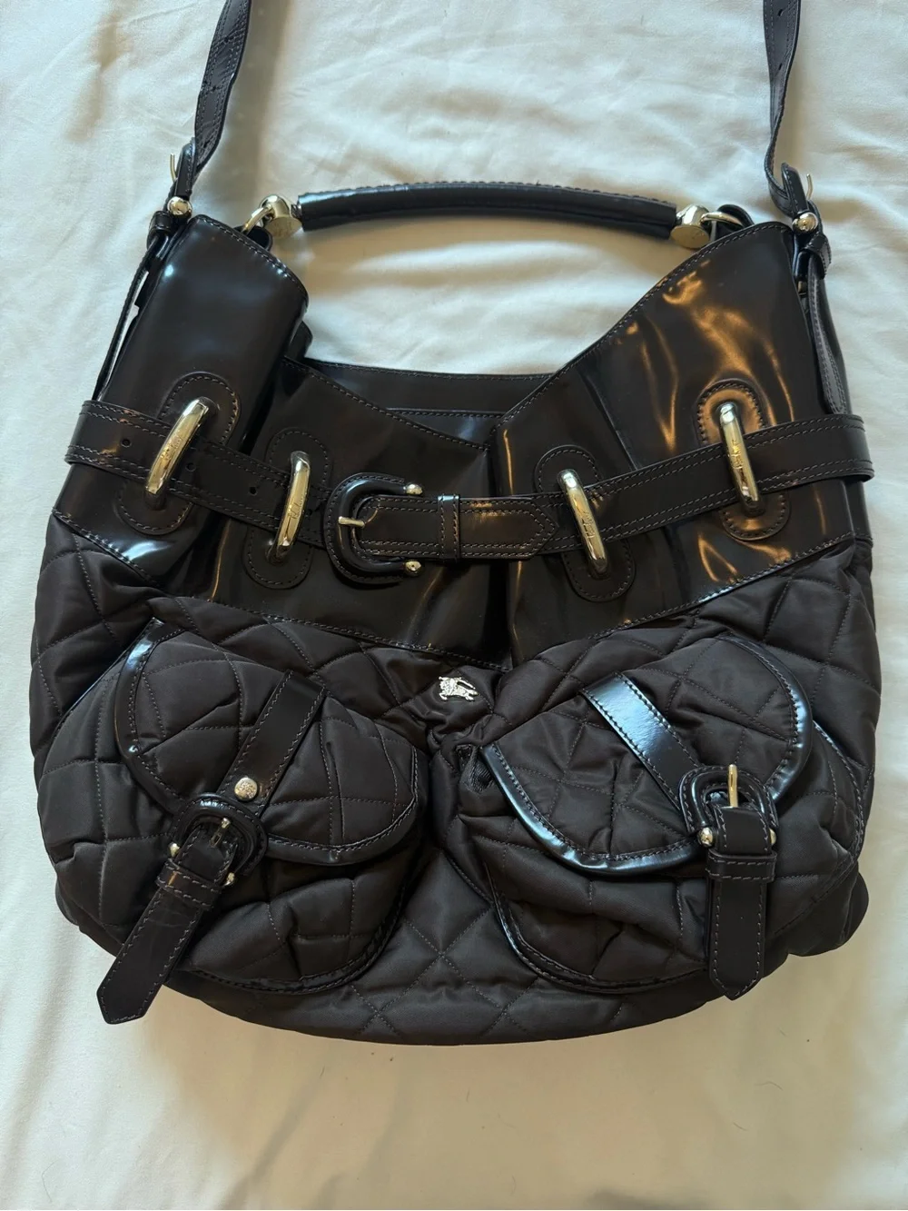 BURBERRY | Quilted Brown Bromely Hobo Large Bag